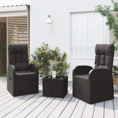 Produktbild von "2026 Promotion" 3-tlg. Garten-Lounge-Set - Sitzgruppe - Schwarz Poly Rattan & Stahl - Gartenmöbelset CC9441