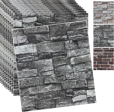 Produktbild von Zimtky Wandpaneele Kunststein 3D-Ziegelstein schwarz selbstklebend, 20 Stück (je 38,5x35 cm, 0,7 cm dick), 2,7 m² Gesamtfläche, Anti-Kollision, Schalldämmung für Wohnzimmer, Schlafzimmer, Kamin, Treppe