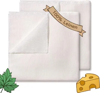 Produktbild von ecooe Passiertuch 100% Leinen 50x50cm reißfest für Nussdrink Käse Saft Suppe