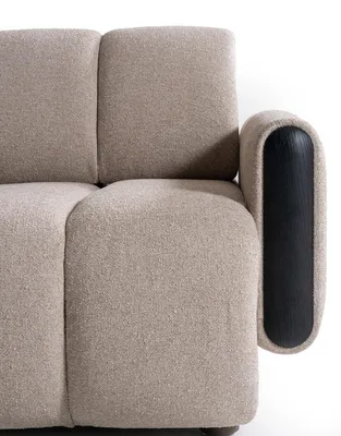 Produktbild von Braun-Beige Wohnzimmer Garnitur Moderne 3-Sitzer Designer Hocker