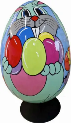 Produktbild von Osterei mit Hasenbemalung 90cm hoch Dekorationsfigur/Werbefigur - GFK - vergrößert - für draußen