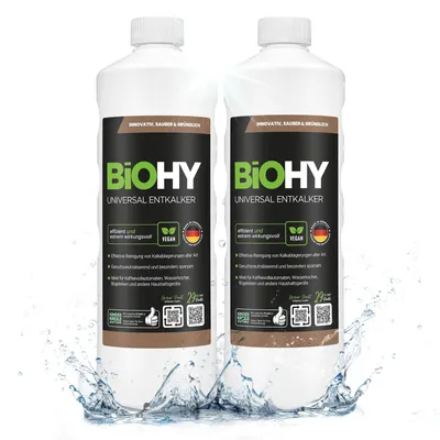 Produktbild von BiOHY Universal Entkalker + Dosierer, Entkalker flüssig, Kalkentferner, 2 x 1 l