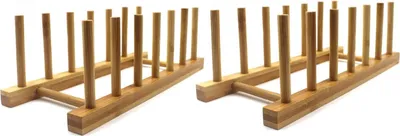 Produktbild von Bambus Holzplattenregale für die Küche - Geschirr Organizer - 2 Stück