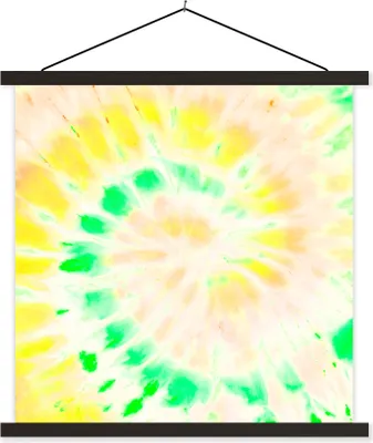 Produktbild von MuchoWow® Textilposter Krawattenfärbung - Grün - Weiß 90x90 cm mit schwarzem Rahmen - Magnetisches
