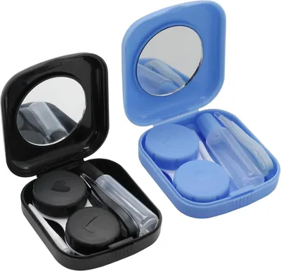 Imagen del producto de Contenedores para lentes de contacto, paquete de 2 unidades, portátiles, con pinzas y accesorios, ideales para uso en casa y de viaje