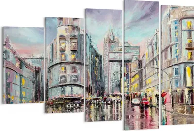 Produktbild von Bild auf Leinwand - Leinwandbild - Stadt Straße Haus - 150x100cm - Wand Bild - Wanddeko - Leinwanddruck - Bilder - Kunstdruck - Wanddekoration - Leinwand bilder - Wandkunst - EG150x100-3440