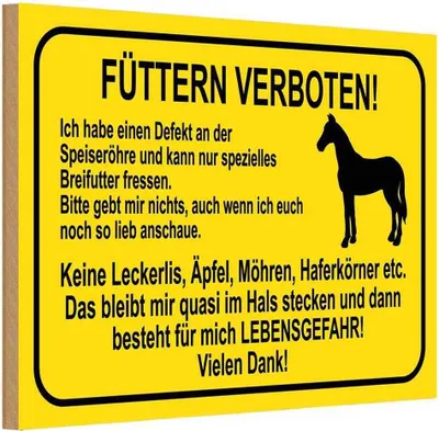 Produktbild von vianmo Holzschild 20x30 cm füttern verboten Pferde Warnschild Hinweisschild