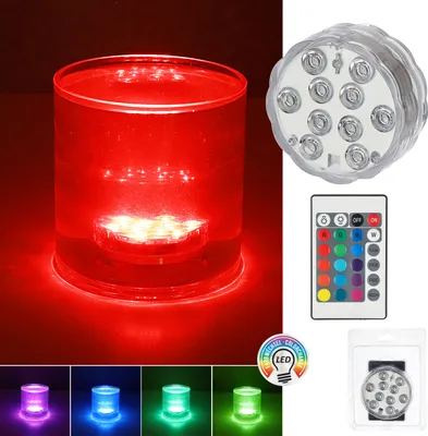 Produktbild von LED Unterwasserlicht Farbwechsel 10 RGB LEDs Ø7m Kunststoff IP68 16 Farben Fernbedienung batteriebetrieben