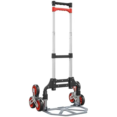 Produktbild von Faltbarer Treppensteiger-Trolley, 6-Rad-System, trägt 70 kg, Aluminium, Rot