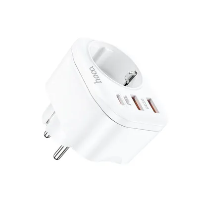 Immagine prodotto di Caricabatterie HOCO caricatore multifunzione tipo C PD 20W + 2x USB QC3.0 3A + presa NS3 bianco