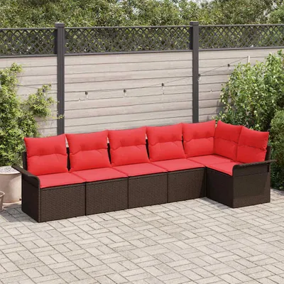 Produktbild von Möbel Gartensofa-set mit Kissen 6 pcs Braun Poly-RattanGartenmöbelgarnituren - Gartenmöbelgarnituren c47