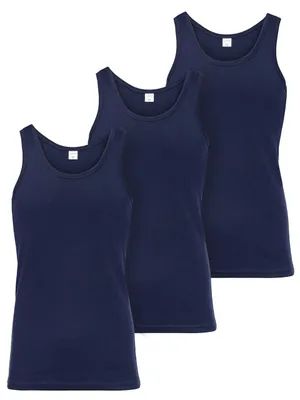 Image de Ladeheid - Débardeur sans manches en coton pour homme, lot de 3 pièces LA40-258 (bleu foncé, L)