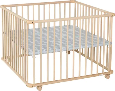 Produktbild von Laufgitter Lucilee. 76x97 und 90x97 cm. mobil auf Rollen (Circle, Natur, 90 cm x 97 cm)