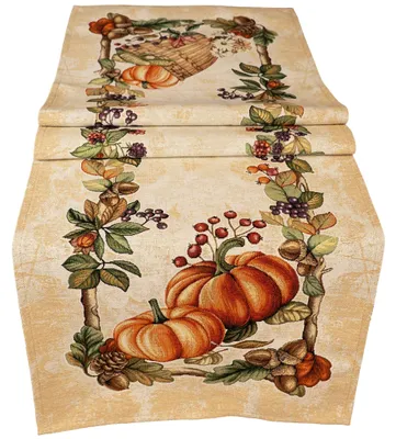 Imagen del producto de Mantel individual otoñal de 45 x 140 cm con motivo de calabazas tejido, estilo tapiz