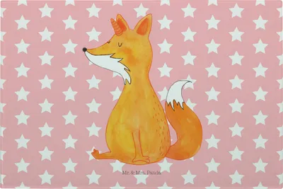 Produktbild von Mr. & Mrs. Panda Hackbrett Einhorn Fuchs - Rot Pastell - Geschenk, Unicorns, Schneidebrett Aus Glas, Füchse, schneidbrett, Küchenbrett, Glasschneidebrett, Fuchshörnchen