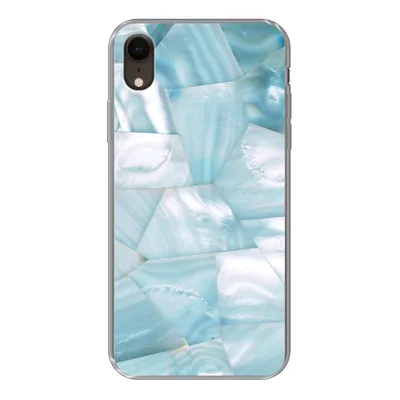 Produktbild von MuchoWow® Handyhülle Schutzhülle Hülle für iPhone XR Naturstein - Blau - Perlmutt Silikon Softcase Handy Hülle - Schutzdeckel