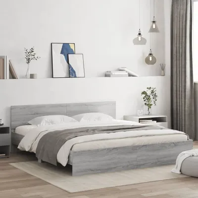 Produktbild von Cloris DesignMöbel Bettgestell mit Kopfteil Grau Sonoma 160x200 cm , Klassische Betten 2024 Neu