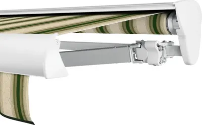 Produktbild von SOLUNA Halbkassettenmarkise Classic 3,5x2,5 Stoff Dessin 320b70 Gestell E6EV1 silber eloxiert Antrieb rechts inkl. Motor