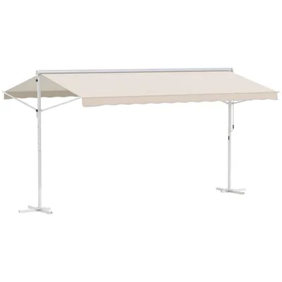 Produktbild von Outsunny Standmarkise Gartenmarkise mit Faltarm Terrasse Beige 4,5x3,4m