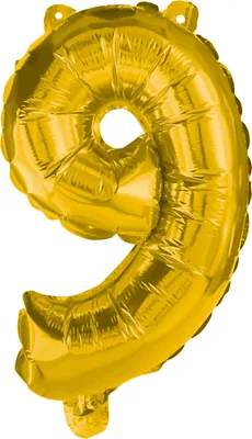 Zdjęcie produktu dla Złoty balon foliowy z cyfrą 9, 85 cm