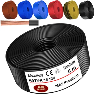 Produktbild von 5m Aderleitung H07 V-K SW 1x10 mm² Schwarz Einzelader flexibel