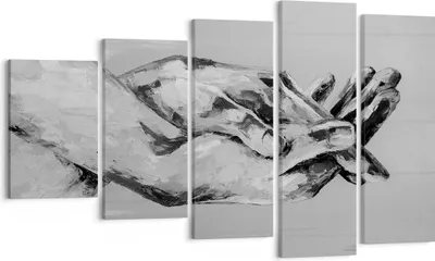 Produktbild von Bild auf Leinwand - Leinwandbild - 5 Teile - Handschriftlich Hände Schwarzweiß - 100x60cm - Wand Bild - Wanddeko - Wandbilder - Leinwanddruck - Bilder - Wanddekoration - Leinwand bilder EG100x60-4566