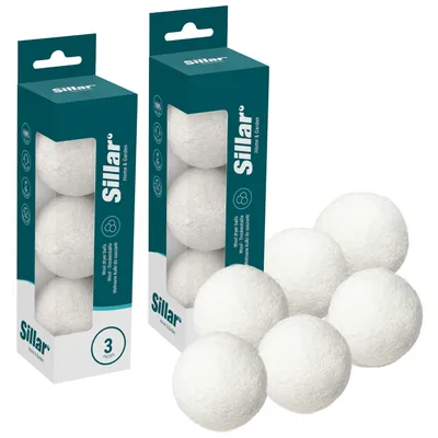Image de Boules de laine Sillar pour sèche-linge – 6 pièces en laine 100 % naturelle
