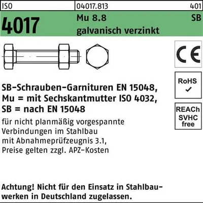 Produktbild von Sechskantschraube ISO 4017 VG M 20 x 65 8.8 galvanisch verzinkt SB