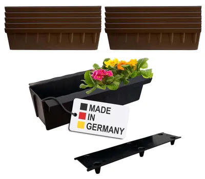 Immagine prodotto di BURI 10 Euro-Pallet Inserti per fioriere incl. tappetino di irrigazione | con sistema di aggancio | 37,3 cm Marrone | Fioriera per Euro-Pallet | Fioriera da balcone | Vaso da fiori | Estremamente stabile