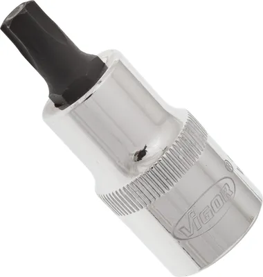 Produktbild von Vigor V2156 Innen-Sechsrund (TX) Steckschlüssel-Bit-Einsatz T 45 1/2\" (12.5 mm) - Abtrieb: Innen-Sechsrund (TX)· Antrieb: 1/2\" (12.5 mm)· Größe: T 45· Produkt-Art: Steckschlüssel-Bit-Einsatz· Produktabmessung, Buchse, 1/2", 1 Kopf/Köpfe, T45, 55 mm