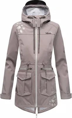Produktbild von Marikoo Damen Softshell Outdoor Jacke Übergangs Funktions Regen Mantel mit Kapuze Ulissaa Grau Gr. 36 - S