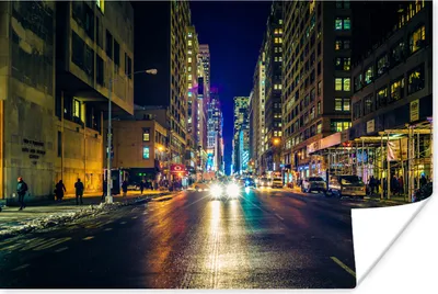 Produktbild von MuchoWow® Poster New York - Taxi - Nacht 120x80 cm - Bilder