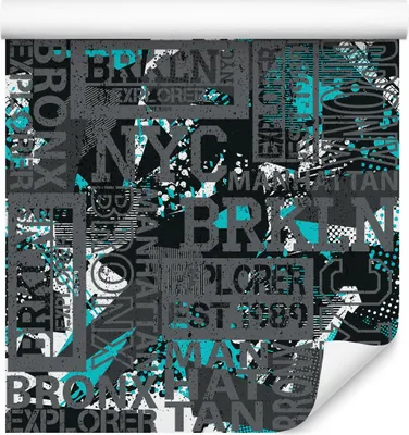 Immagine prodotto di rotolo da 10 m di VLIES WALLPAPER Graffiti Mosaico New York Modello giovanile moderno XXL