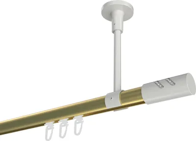 Produktbild von Interdeco Innenlaufstange / Gardinenstange mit Innenlauf Messing-Optik / Weiß, Typ Sonette Zoena (Glitzerzylinder) Deckenmontage, 20 mm Ø 1-läufig, 520 cm