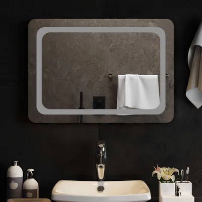 Zdjęcie produktu dla Lustro łazienkowe LED przezroczysty 70 x 50 cm szkło hartowane
