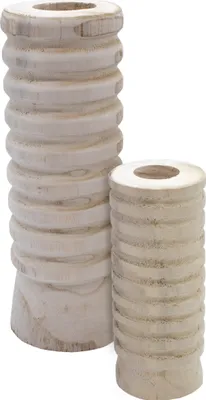 Produktbild von Deko Vasen im 2er Set aus Paulownia Holz - 21 / 31 cm - Vase geriffelt