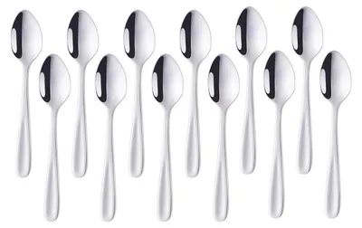 Image de Cuillères à café - Lot de 12 en acier inoxydable - Cuillères à café et à espresso - 13,5 cm - Argenté