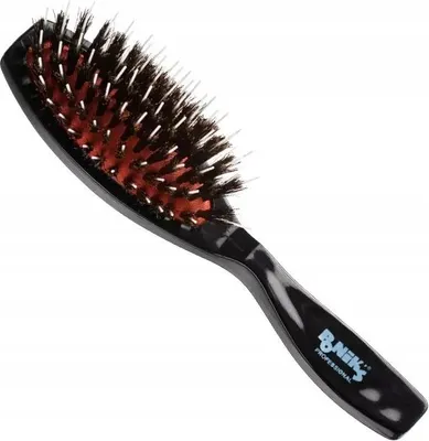 Produktbild von Ponik's Pneumatische Extensions Bürste, Haarbürste für Extensions mit natürlichen Wildschweinborsten und Nylonnadeln, Schwarz