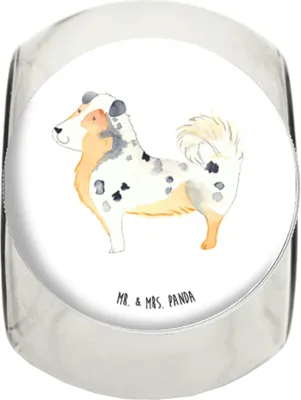 Produktbild von Mr. & Mrs. Panda Bonboniere Hund Australien Shepherd XL 2000ml - Weiß - Geschenk, Familienhund, Hundeliebe, Vorratsdose, Frischhaltedose, Spruch, keksglas, Teedose