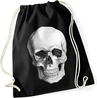 Produktbild von Turnbeutel Totenkopf Hipster Beutel Tasche Skull Jutebeutel Beuteltasche Gym Bag