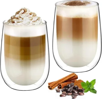 Zdjęcie produktu dla Zestaw szklanek do latte macchiato z podwójnymi ściankami 350 ml szkło borokrzemowe zestaw 2 szklanek do kawy szklanki do herbaty