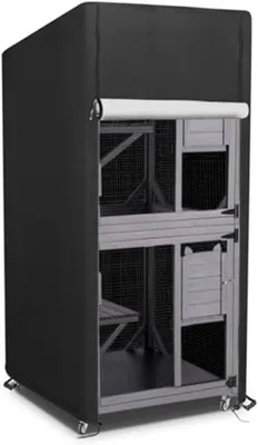 Produktbild von Wasserdichte Abdeckung für ein Outdoor-Katzenhaus aus 210D-Oxford-Gewebe, Schutz für Haustiergehege und große Hundekäfige, Schwarz, 72 x 72 x 181 cm (72 x 72 x 181 cm)