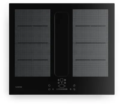 Produktbild von Klarstein ChefFusion Induktionskochfeld mit Dunstabzug und Aluminiumrahmen 60 cm – 4 Kochzonen, 7200 W, 504,3 m³/h, Flex-Zonen, Umluftbetrieb und Abluftbetrieb