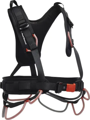 Schwarzer Brustgurt "Heavy Metal Gear Sling" von Black Diamond; geeignet für Klettern.