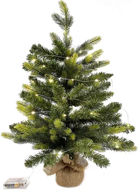 Produktbild von Rebecca Mobili Künstlicher Weihnachtsbaum, H 60 cm, 50 LED-Lichter, PVC und PE, grün