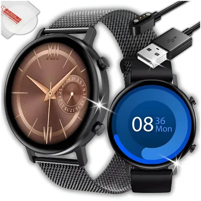 Image de Smartwatch Montre Femme Polonais Pouls Rythme Cardiaque Tension Artérielle Pas 2 Bracelets+Verre