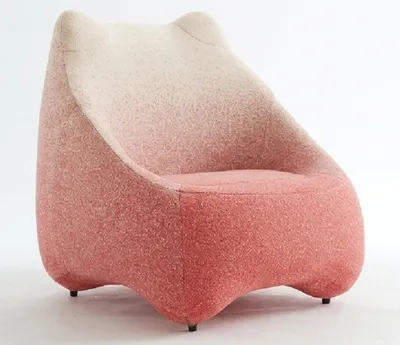 Produktbild von Designer Lounge Sessel Kätzchen Schleife Blau Weiß Skulptural Modern