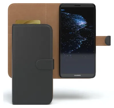 A smartphone in a flip case with a card inserted.