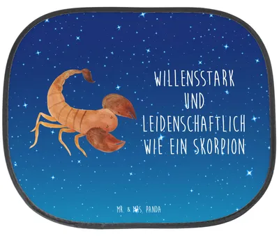 Produktbild von Mr. & Mrs. Panda Auto Sonnenblende Sternzeichen Skorpion - Sternenhimmel Blau - Geschenk, Sonnenschutz Pkw, Geburtstag November, Skorpione, für, Oktober