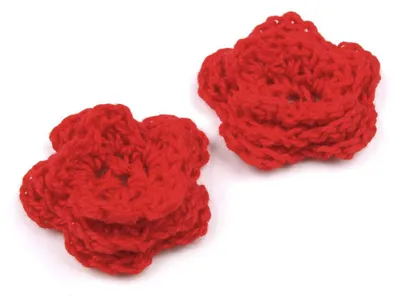 Produktbild von Rote Häkelblüte 30mm zum Annähen oder Festkleben für Kleidung & Accessoires